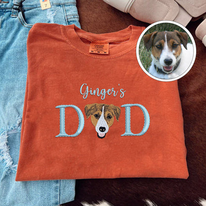 Custom Embroidered Pet Dad with Pet name T-Shirt