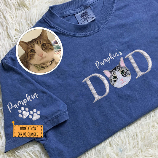 Custom Embroidered Pet Dad with Pet name T-Shirt