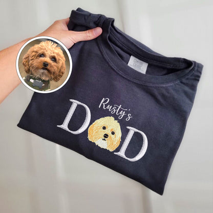 Custom Embroidered Pet Dad with Pet name T-Shirt