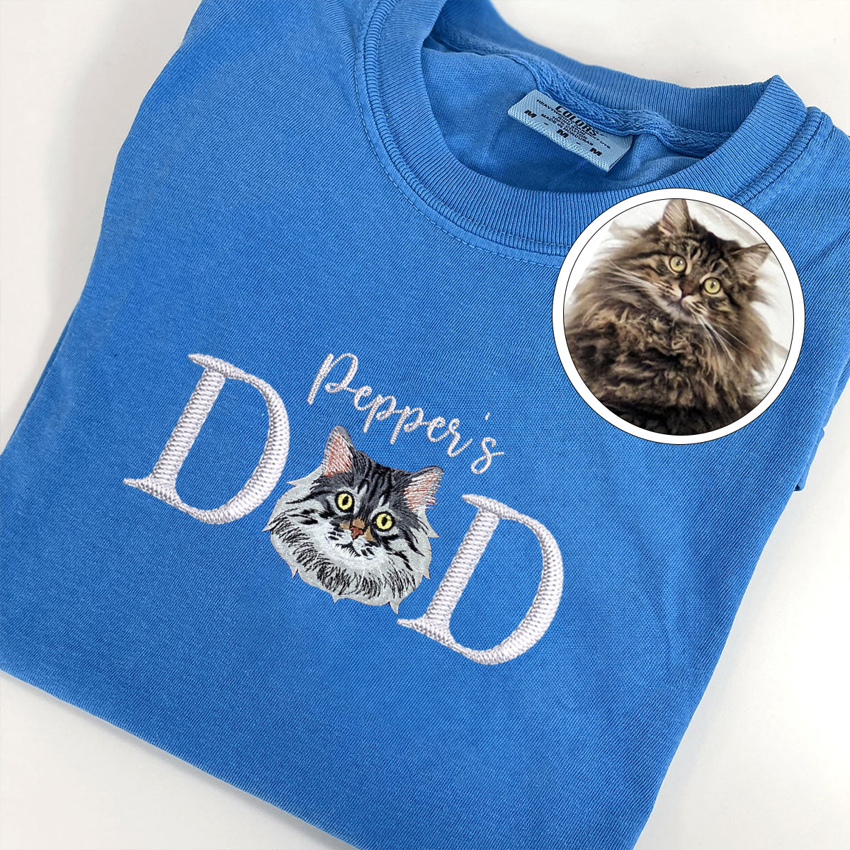 Custom Embroidered Pet Dad with Pet name T-Shirt