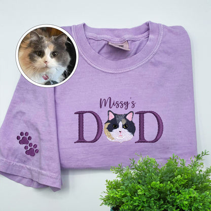 Custom Embroidered Pet Dad with Pet name T-Shirt