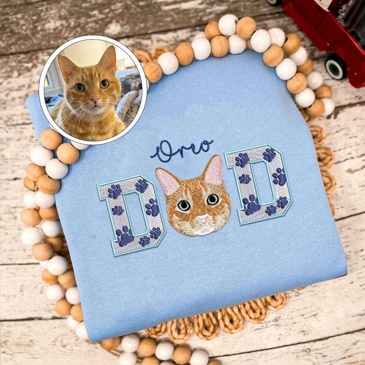 Custom Embroidered Pet Dad with Pet photo Hoodie