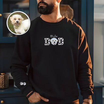 Custom Embroidered Pet Dad with Pet photo Sweatshirt