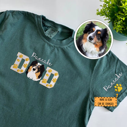 Custom Embroidered Pet Dad with Pet photo T-Shirt