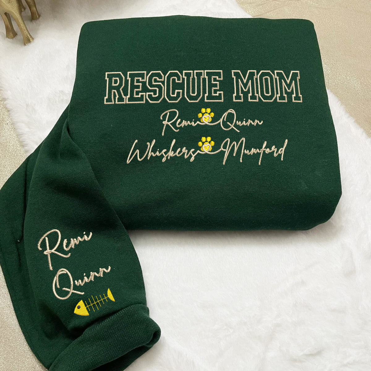 Custom Embroidered Rescue Mom with Names Hoodie