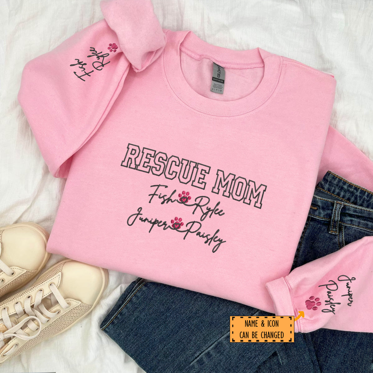 Custom Embroidered Rescue Mom with Names Sweatshirt