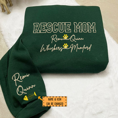 Custom Embroidered Rescue Mom with Names Sweatshirt