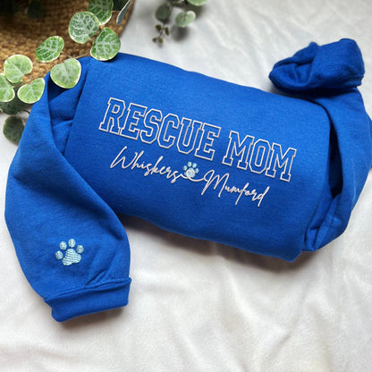 Custom Embroidered Rescue Mom with Names Sweatshirt