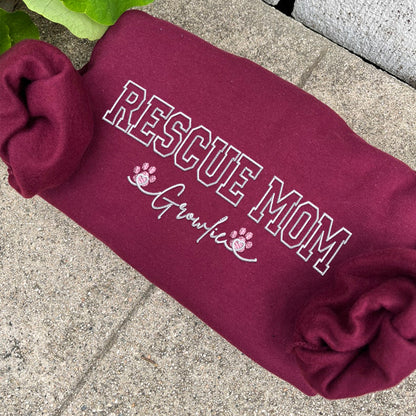 Custom Embroidered Rescue Mom with Names Sweatshirt