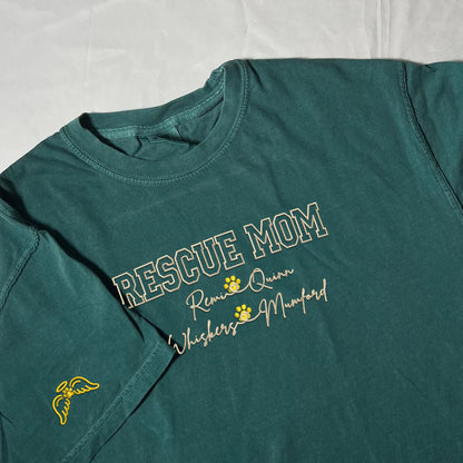 Custom Embroidered Rescue Mom with Names T-Shirt