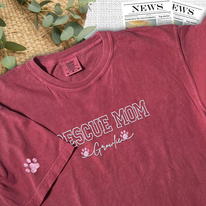 Custom Embroidered Rescue Mom with Names T-Shirt