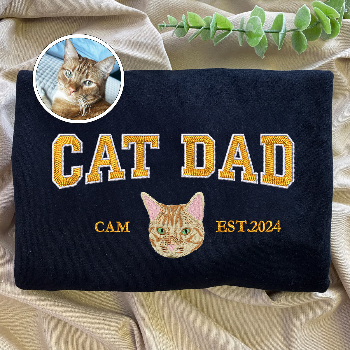 Custom Embroidered Varsity Cat Dad Sweatshirt