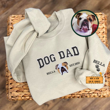 Custom Embroidered Varsity Dog Dad Sweatshirt