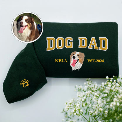 Custom Embroidered Varsity Dog Dad Sweatshirt