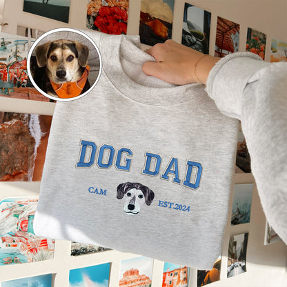 Custom Embroidered Varsity Dog Dad Sweatshirt