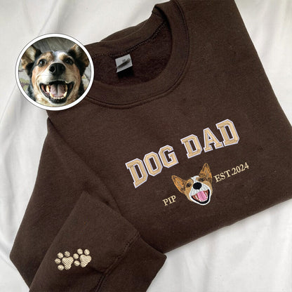 Custom Embroidered Varsity Dog Dad Sweatshirt