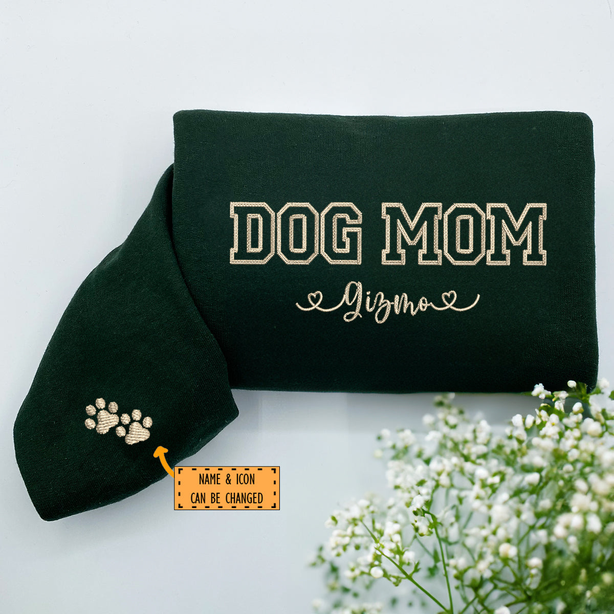 Custom Embroidered Dog Mom with Names Sweatshirt