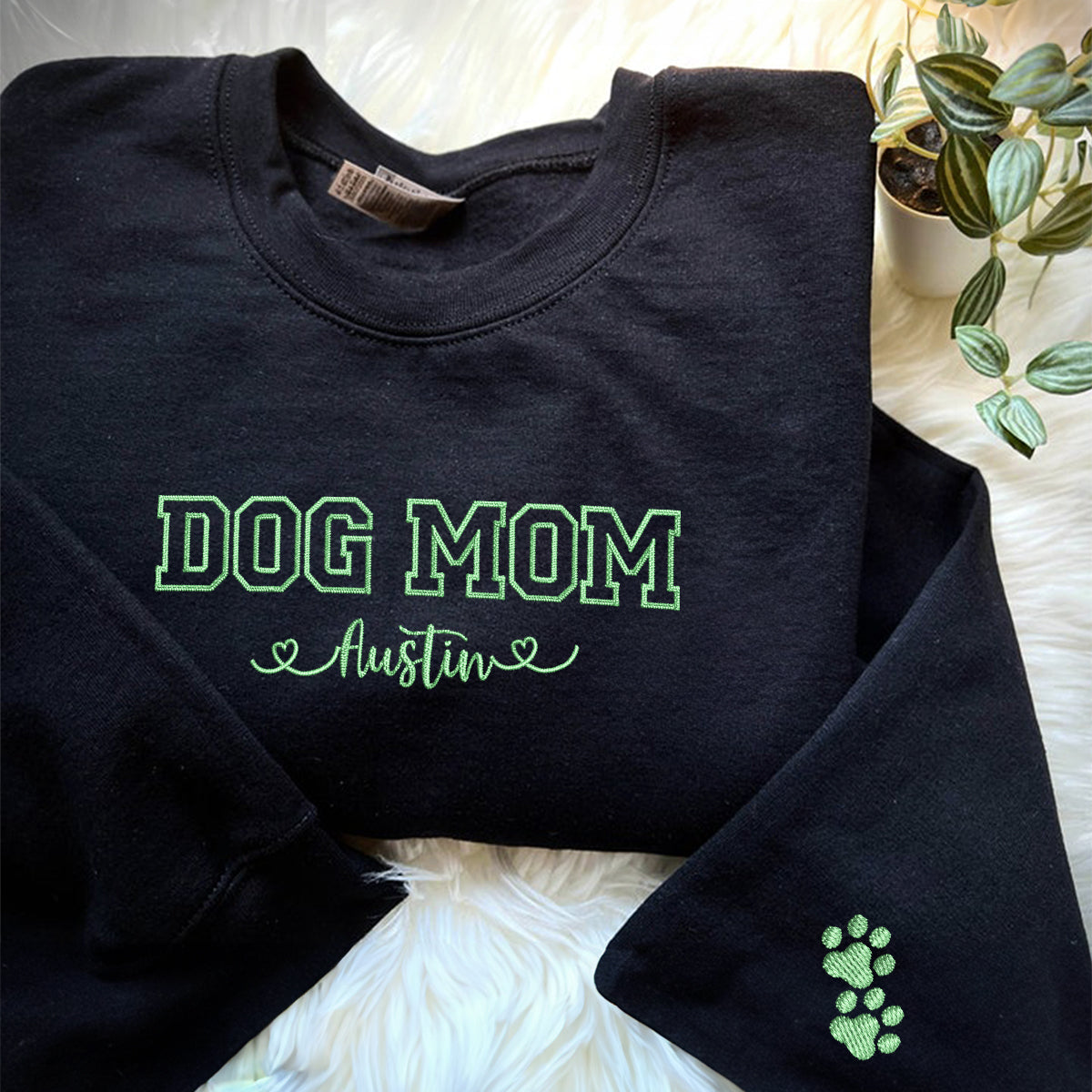 Custom Embroidered Dog Mom with Names Sweatshirt