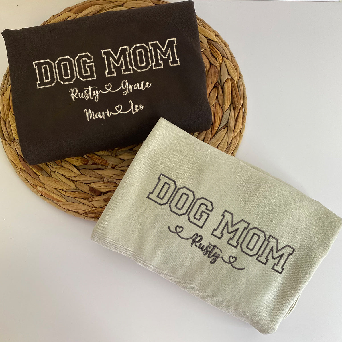 Custom Embroidered Dog Mom with Names Sweatshirt