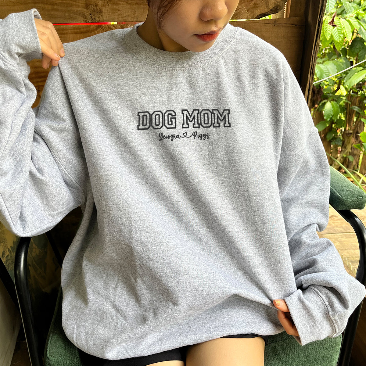 Custom Embroidered Dog Mom with Names Sweatshirt