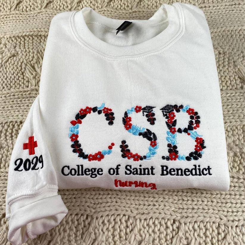 Custom Embroidered University Sweatshirt & Hoodie with Floral Letter – Personalized College Gift