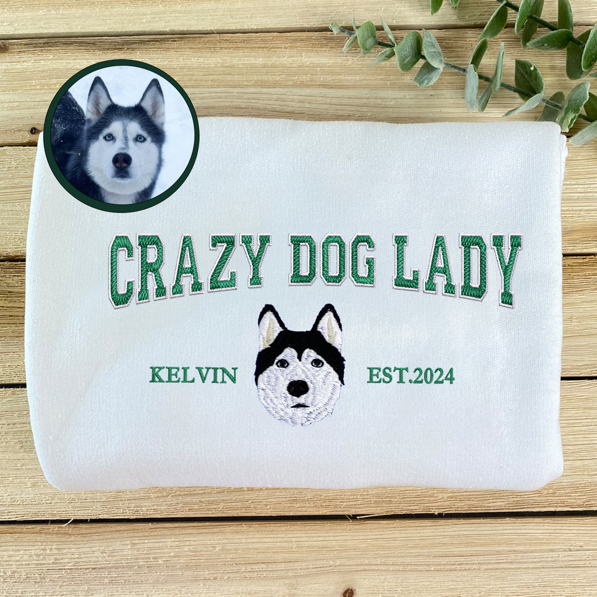 Custom Embroidered Varsity Crazy Dog Lady Hoodie