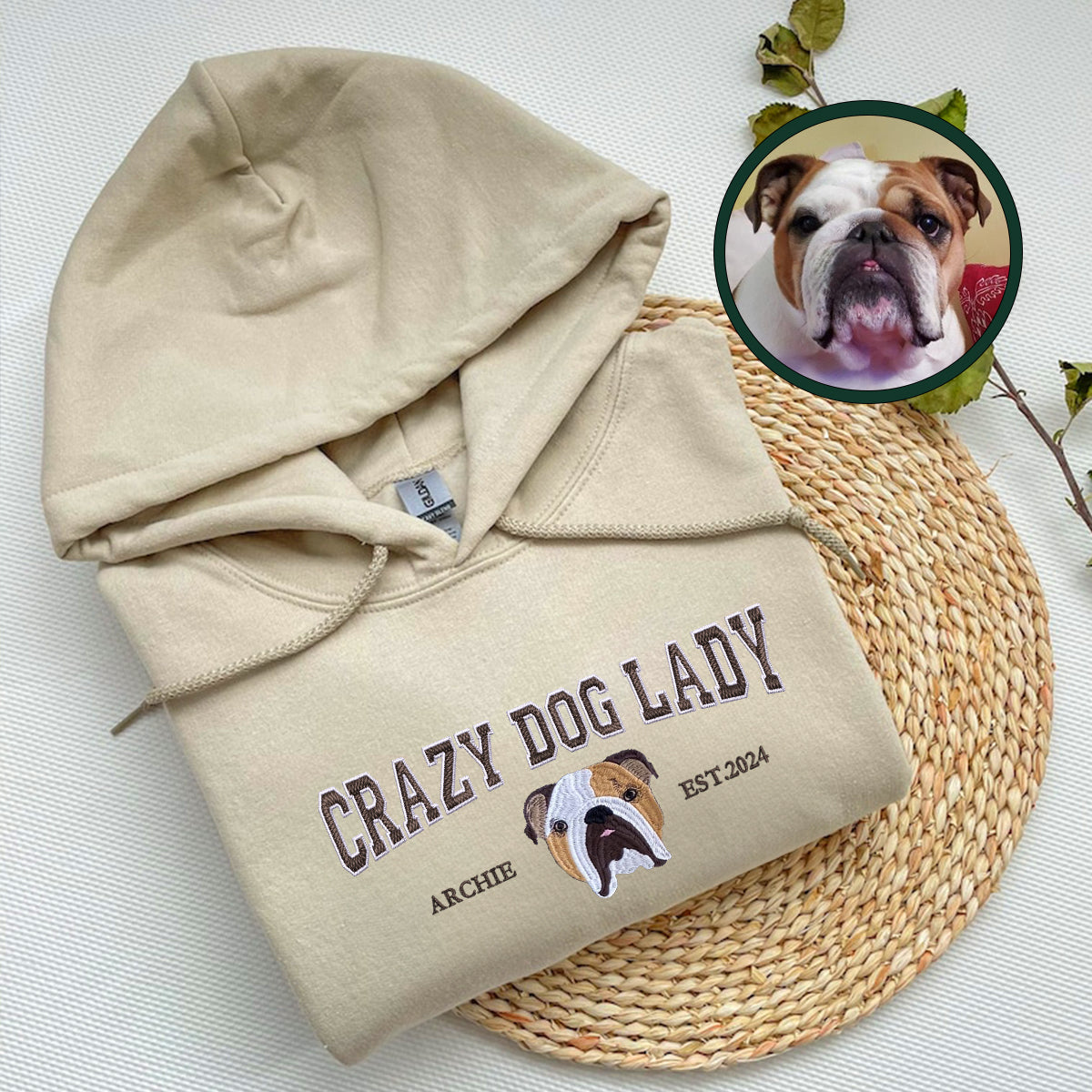 Custom Embroidered Varsity Crazy Dog Lady Hoodie