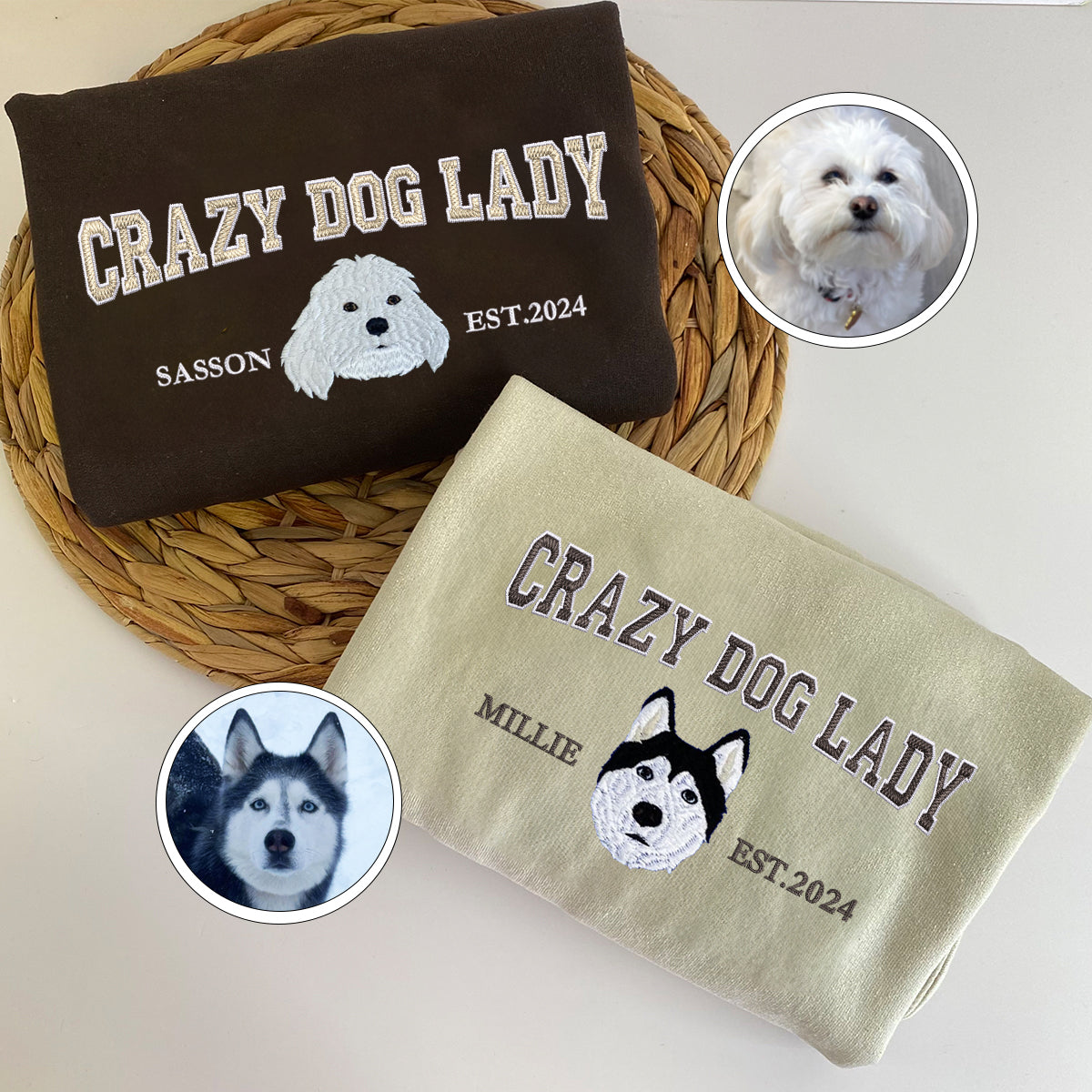 Custom Embroidered Varsity Crazy Dog Lady Sweatshirt