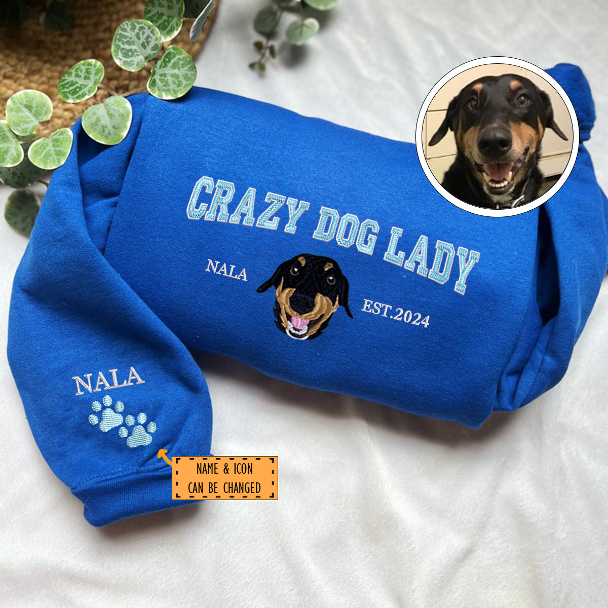 Custom Embroidered Varsity Crazy Dog Lady Sweatshirt