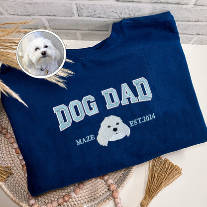 Custom Embroidered Varsity Dog Dad T-Shirt