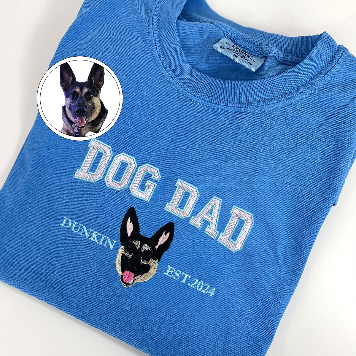 Custom Embroidered Varsity Dog Dad T-Shirt