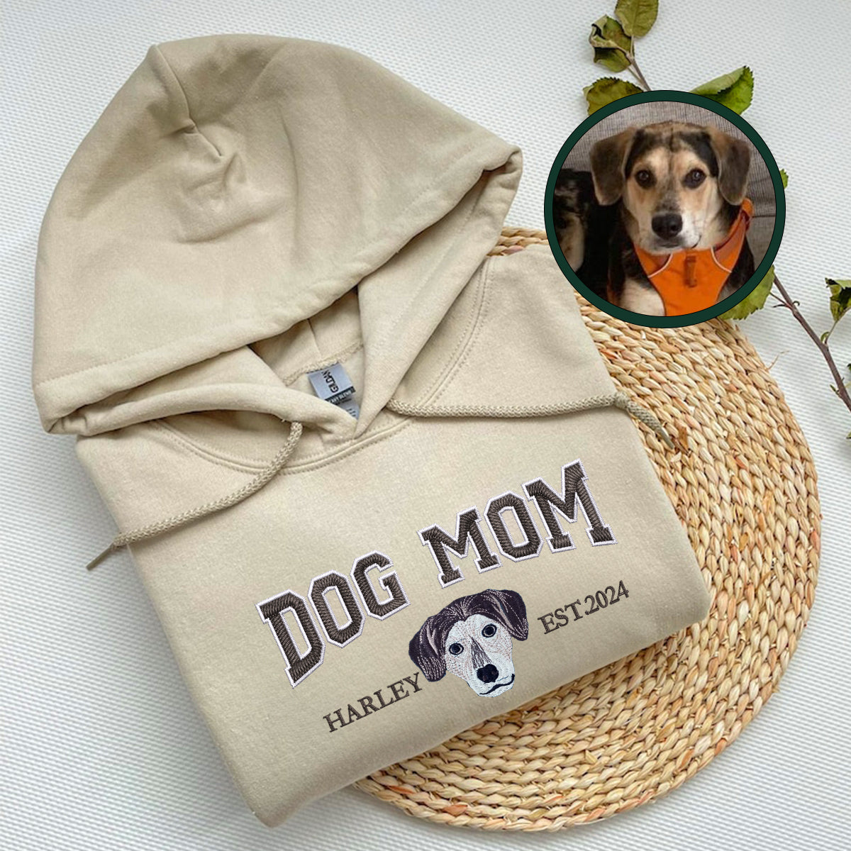 Custom Embroidered Varsity Dog Mom Hoodie