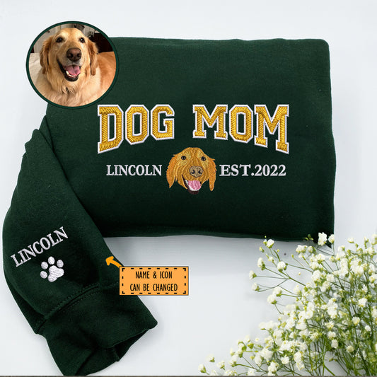 Custom Embroidered Varsity Dog Mom Hoodie