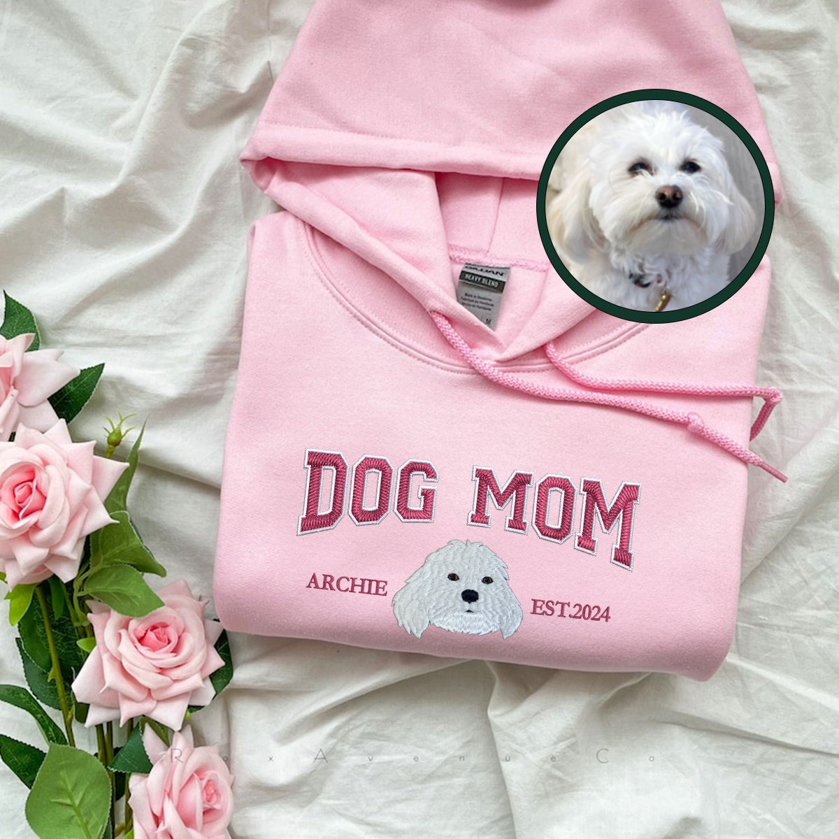 Custom Embroidered Varsity Dog Mom Hoodie