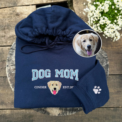 Custom Embroidered Varsity Dog Mom Hoodie