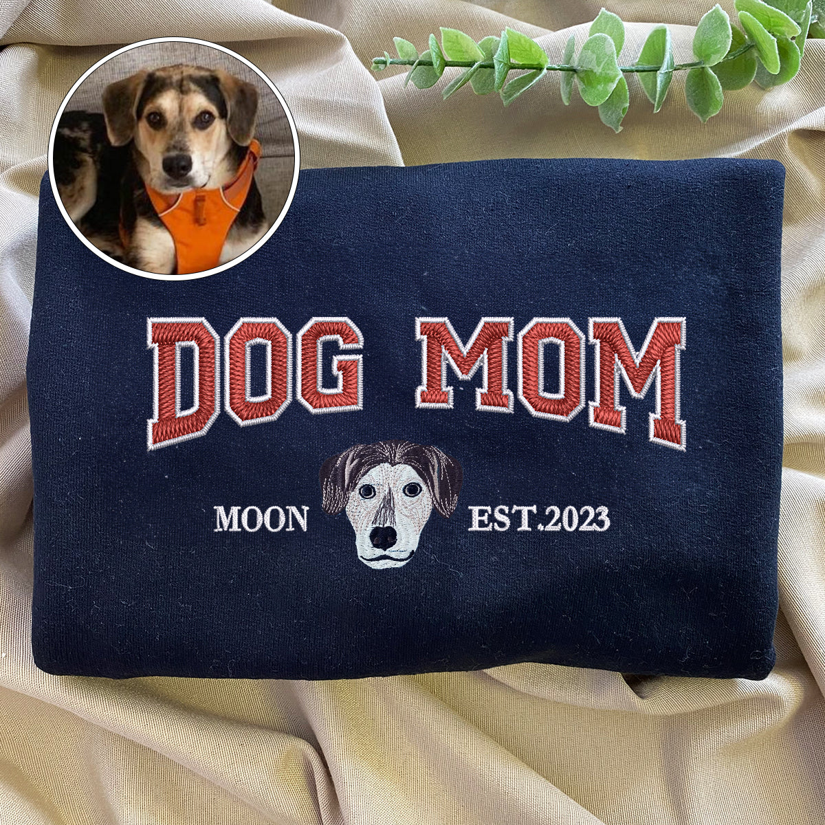 Custom Embroidered Varsity Dog Mom Hoodie