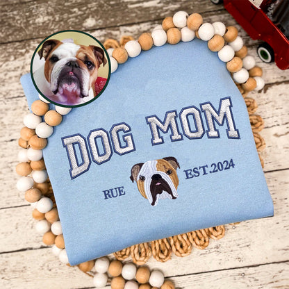 Custom Embroidered Varsity Dog Mom Hoodie