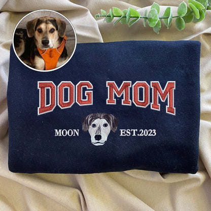 Custom Embroidered Varsity Dog Mom Sweatshirt