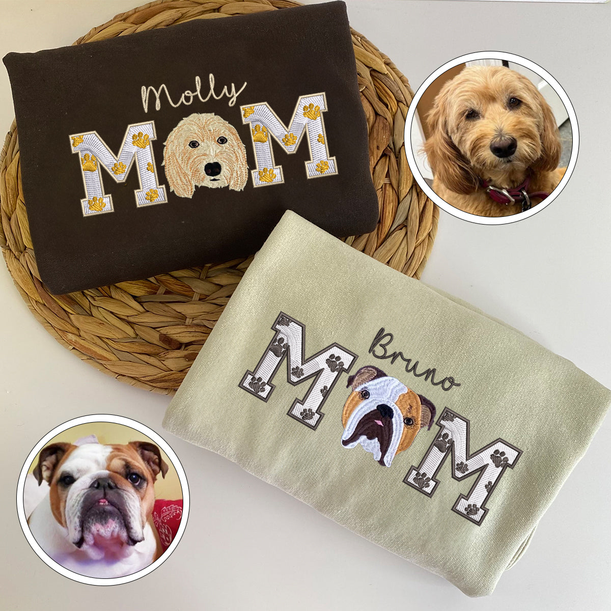 Custom Embroidered Dog Mom With Name Hoodie