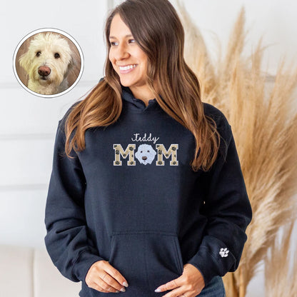 Custom Embroidered Dog Mom With Name Hoodie