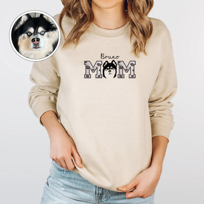 Custom Embroidered Dog Mom with name Sweatshirt