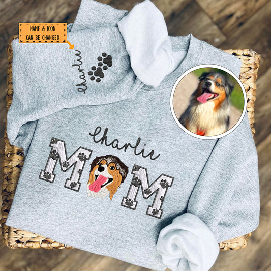 Custom Embroidered Dog Mom with name Sweatshirt