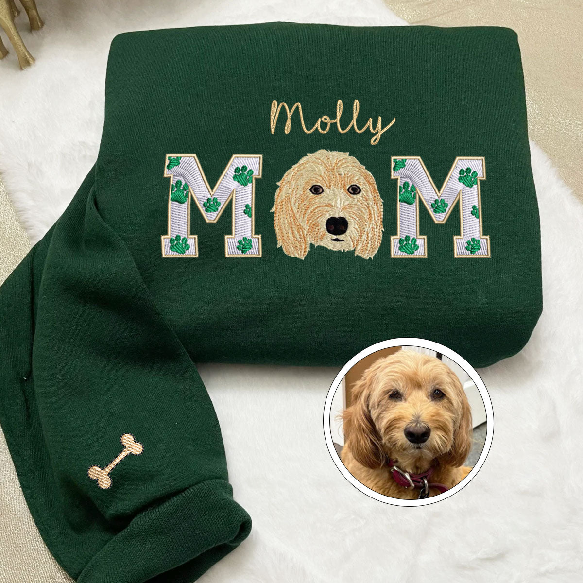 Custom Embroidered Dog Mom with name Sweatshirt