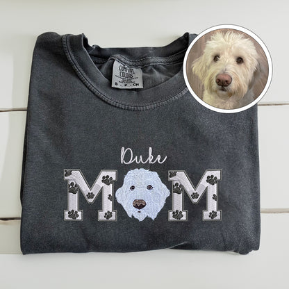 Custom Embroidered Dog Mom with name T-Shirt