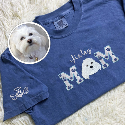 Custom Embroidered Dog Mom with name T-Shirt