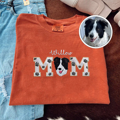 Custom Embroidered Dog Mom with name T-Shirt