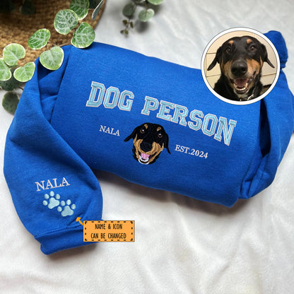 Custom Embroidered Varsity Dog Person Hoodie