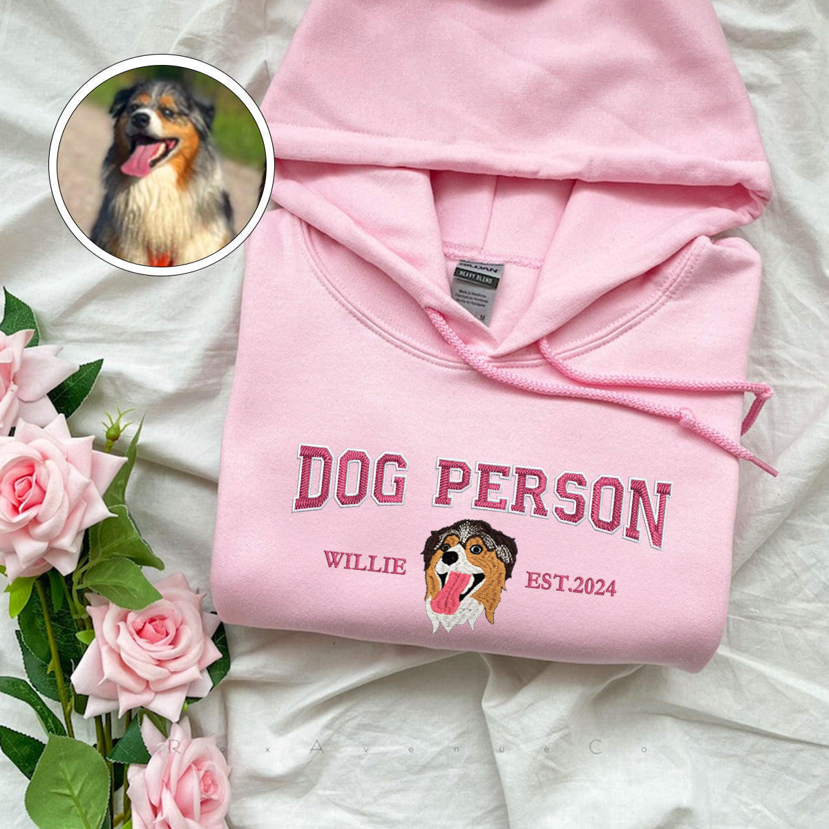 Custom Embroidered Varsity Dog Person Hoodie