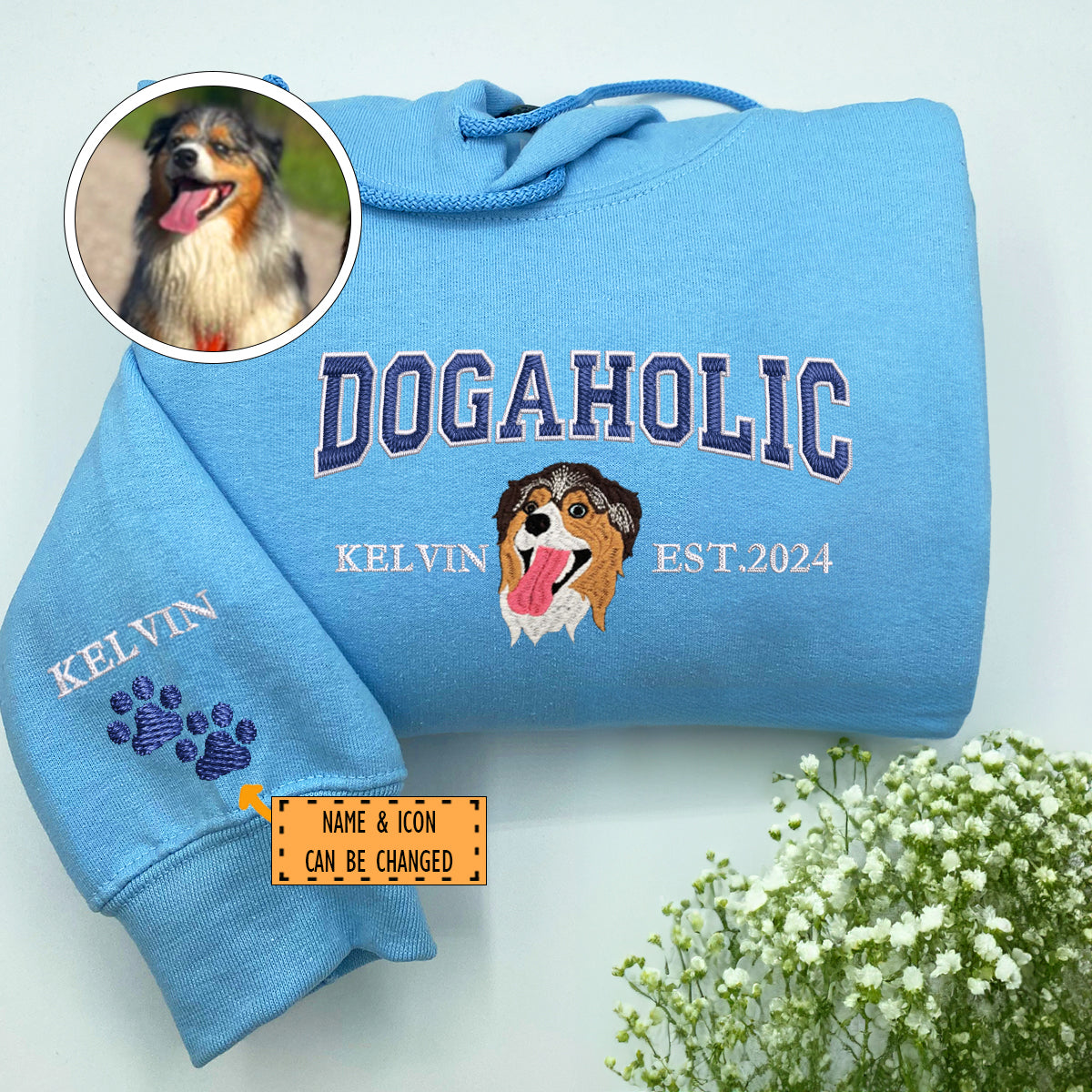 Custom Embroidered Varsity Dogaholic Hoodie