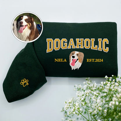 Custom Embroidered Varsity Dogaholic Hoodie